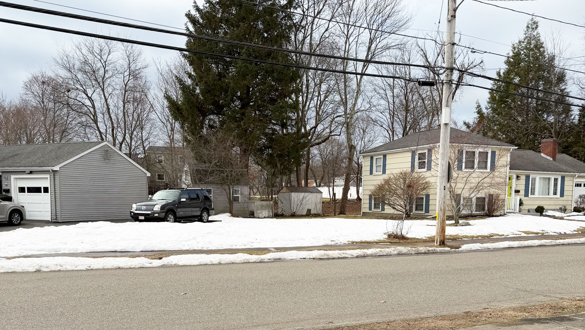 Snow on the lawn in the spring